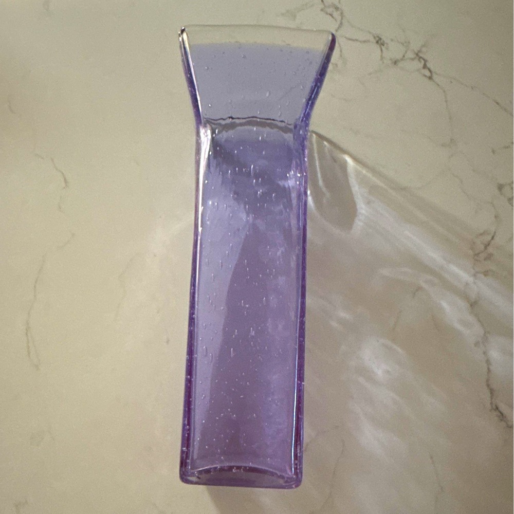 Purple Glass Vase Square Flared Top Tall Narrow 11 in Art Glass Style